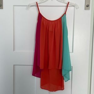 Pink orange and teal spaghetti strap Forever 21 size small